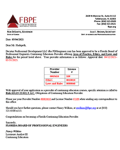 PDHengineer is a Florida-approved sponsor of continuing education for PEs